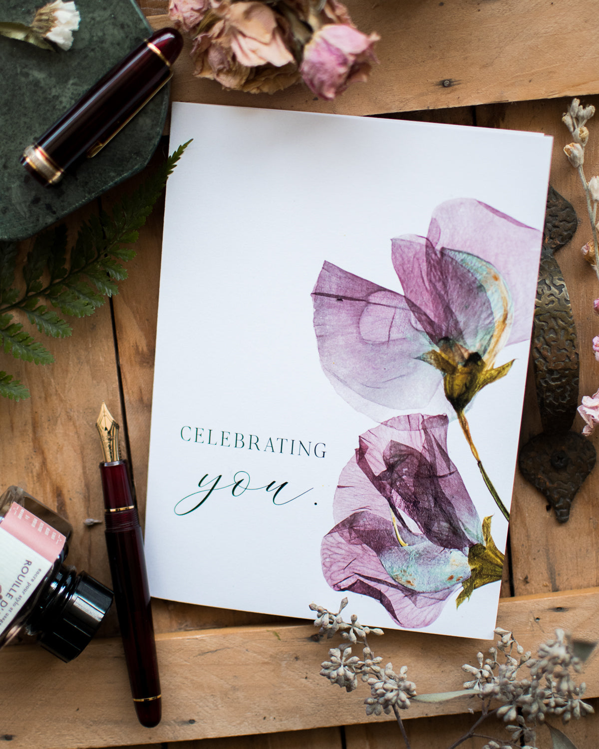 Celebrating You Sweet Pea Flower, Large Card