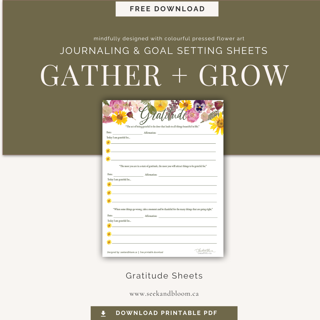 Gather & Grow Printable Journaling & Goal Setting Sheets - Free Download