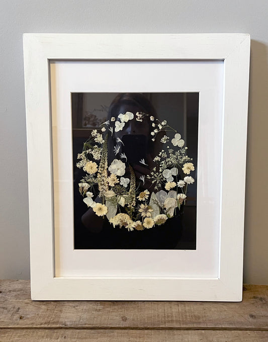 8x10" White Winter Solstice Moon- Original Artwork Framed