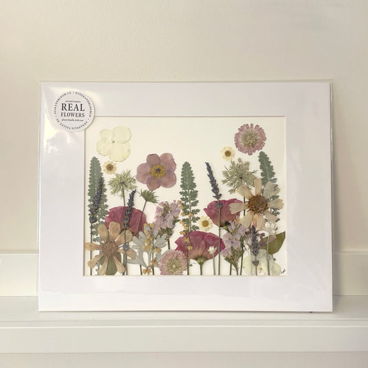 8x10 Real Pressed Flower Gardens (Matted Assorted Styles)