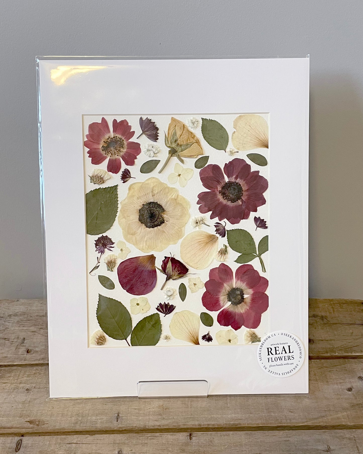 8x10" Red & White Floral Collage - Original Artwork