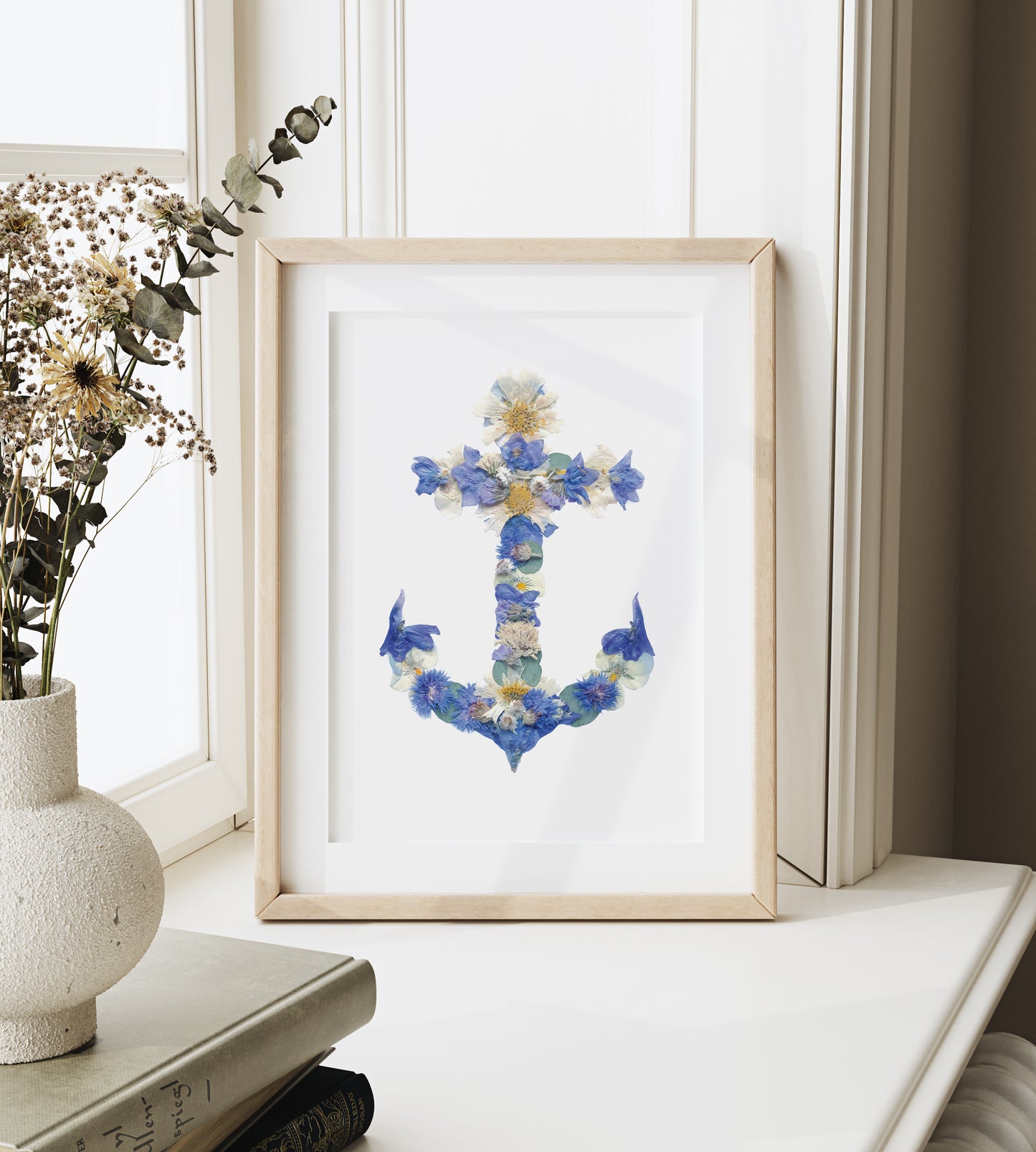 Anchor, Pressed Flower Art Print