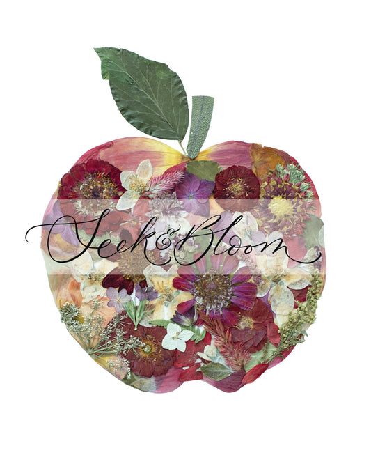 Apple Red, Pressed Flower Art Print