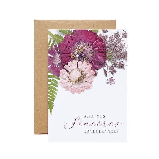 Avec Mes Sinceres Condoleances, Sympathy Card, French