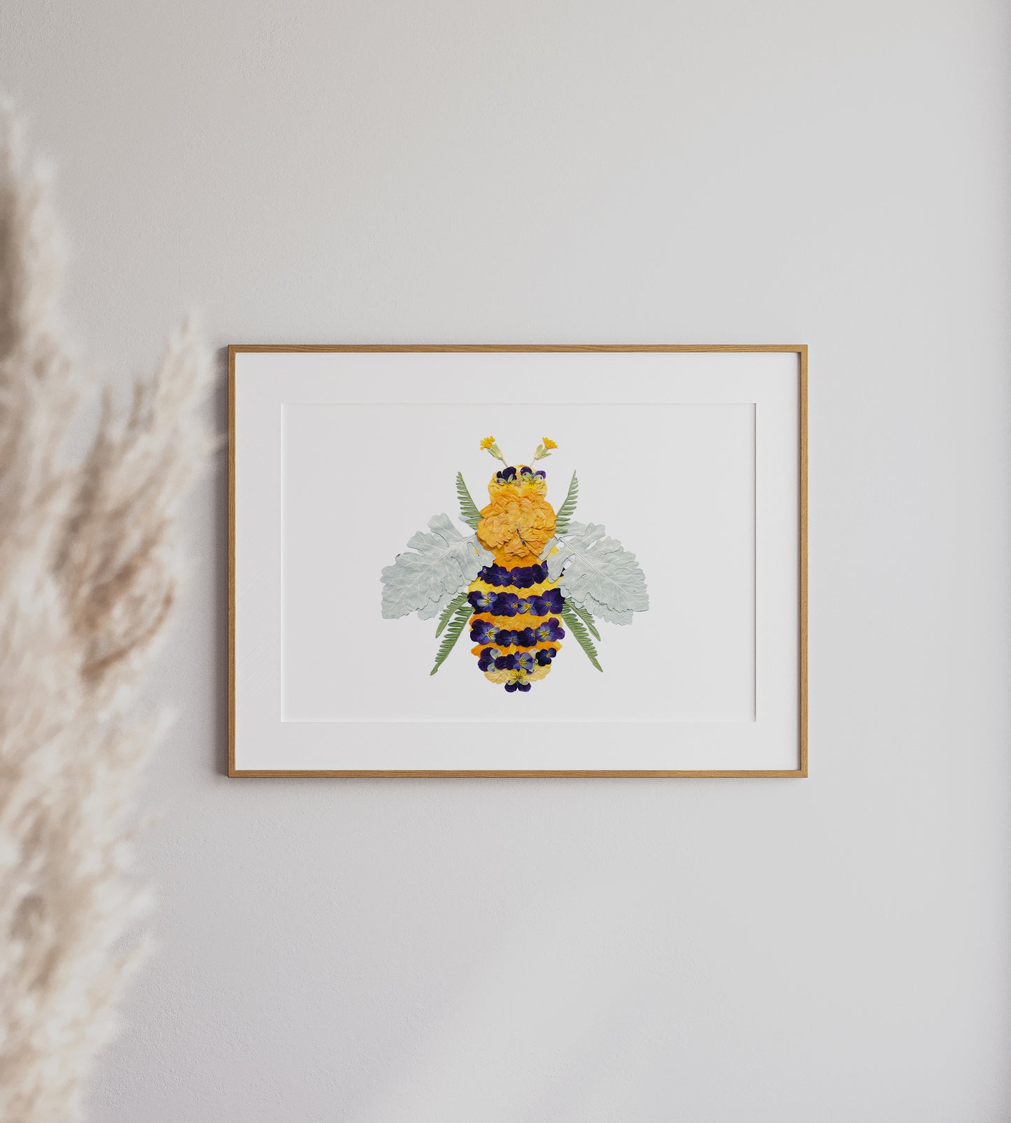 Bee, Pressed Flower Art Print