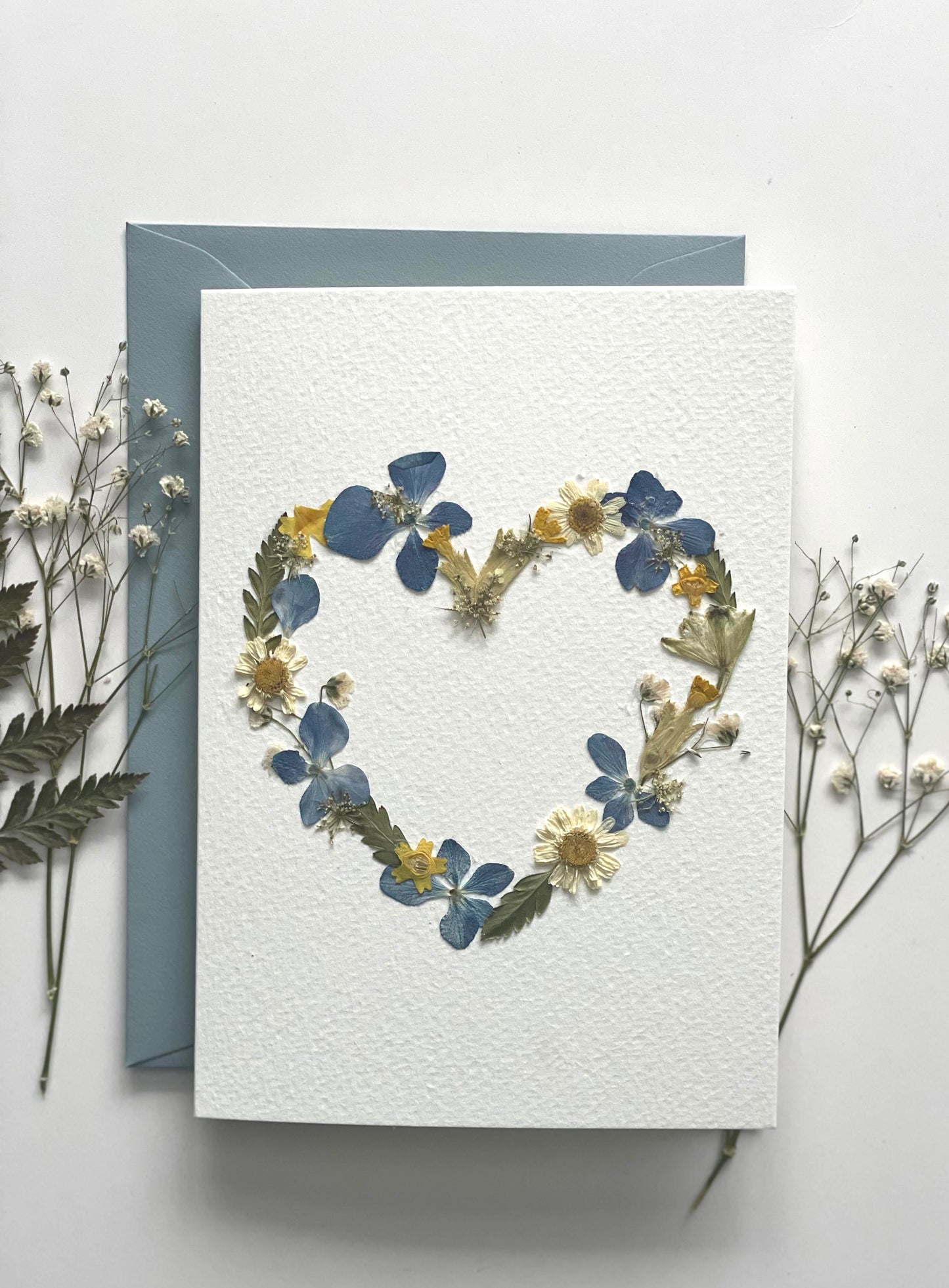 Flower Heart Cards - Real Pressed Flowers