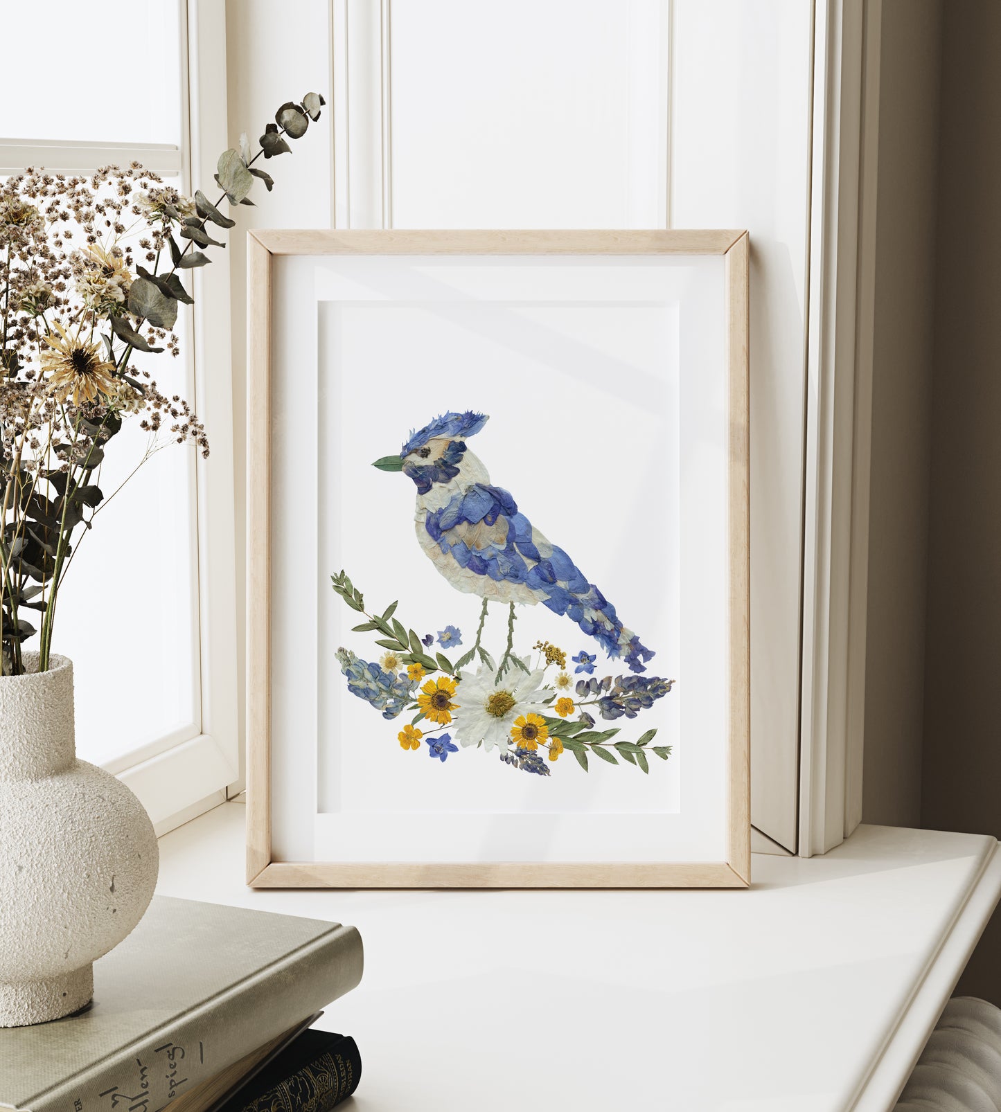 Bird Blue Jay - Pressed Flower Print