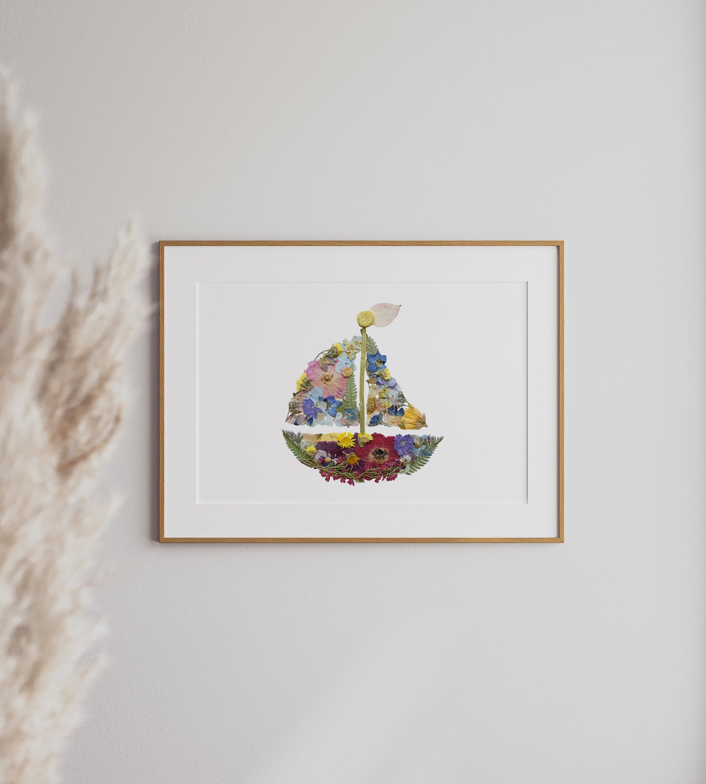 Sailboat Nautical, Pressed Flower Art Print