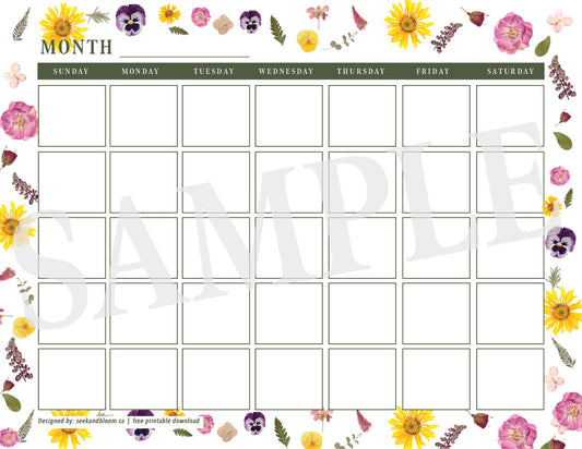 Calendar, Blank Printable - Free Download