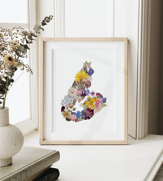 Cape Breton Flower Map, Pressed Flower Art Print