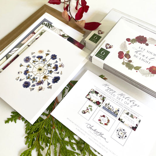 Mixed Holiday Pack, Pressed Flower Note Cards
