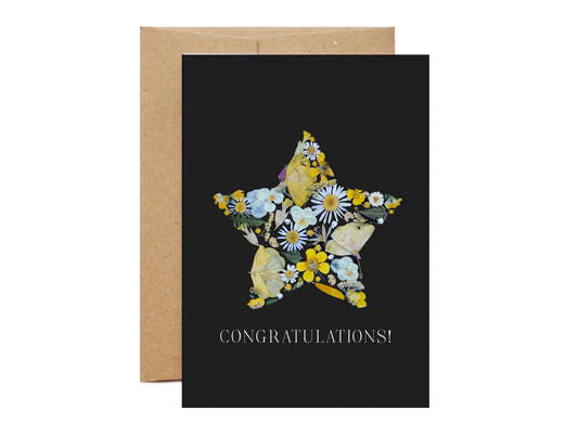 Star, Pressed Flower Congratulations, Large Card