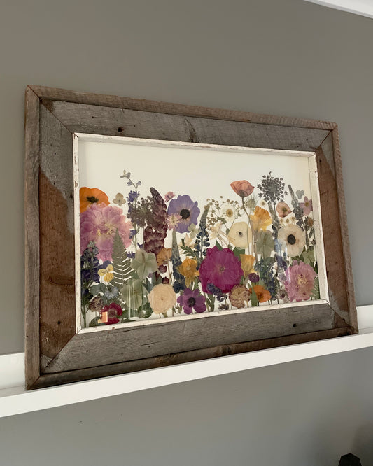 Country Garden - Original Pressed Flower Artwork Framed