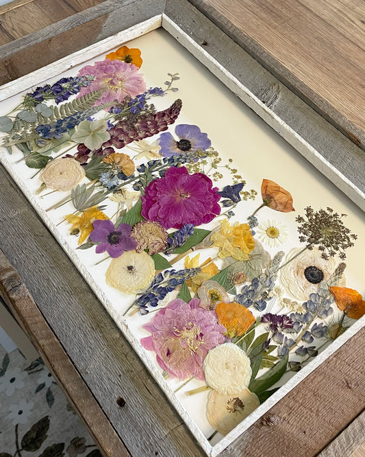 Country Garden - Original Pressed Flower Artwork Framed