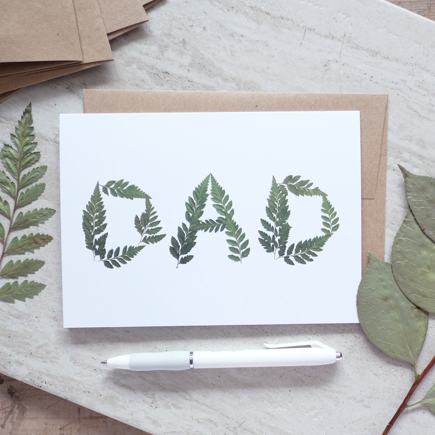 Father's Day, DAD Fern Leaf, Large Card