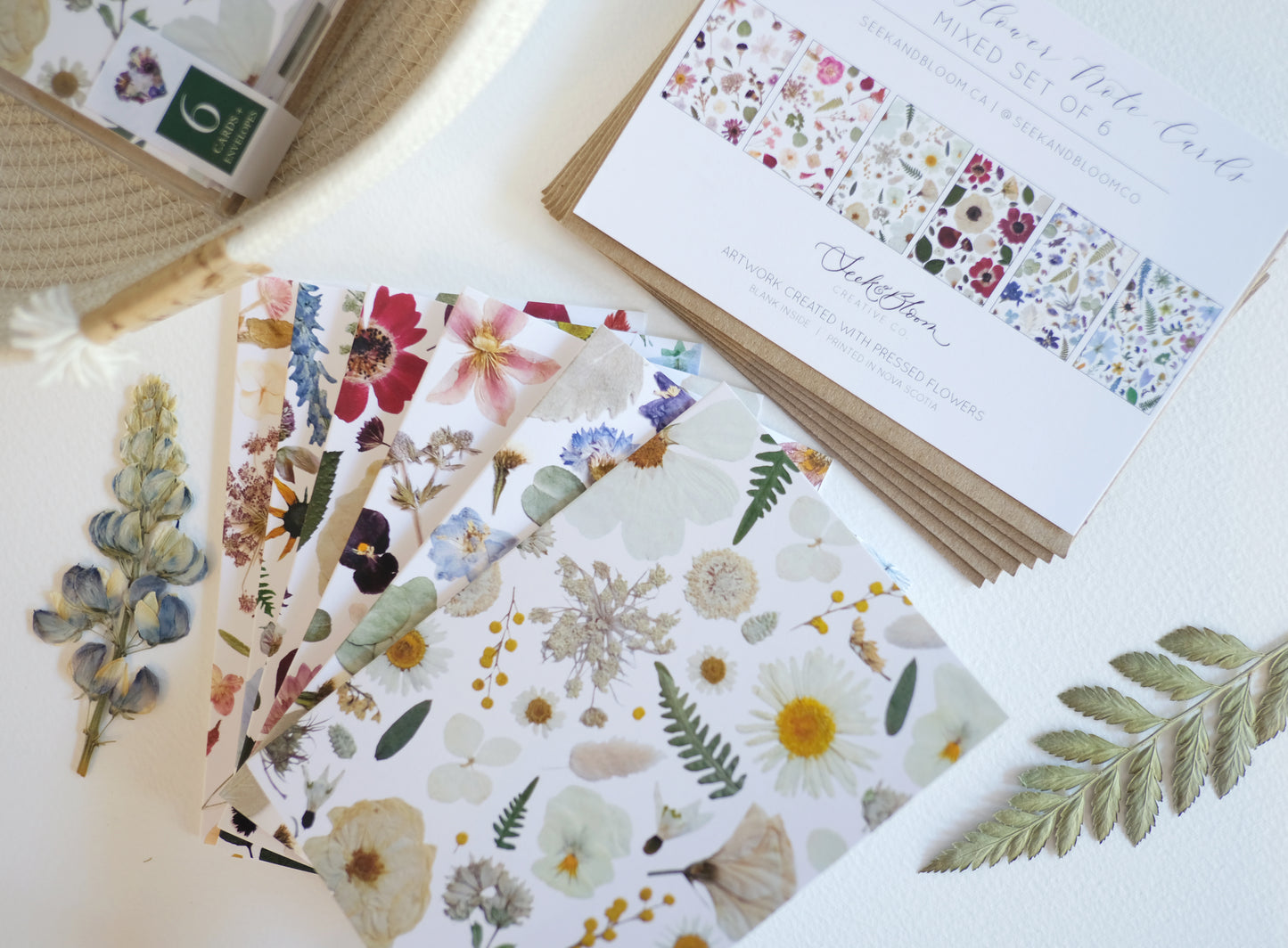 Mixed Pack, Floral Collage, Pressed Flower, Note Card Set