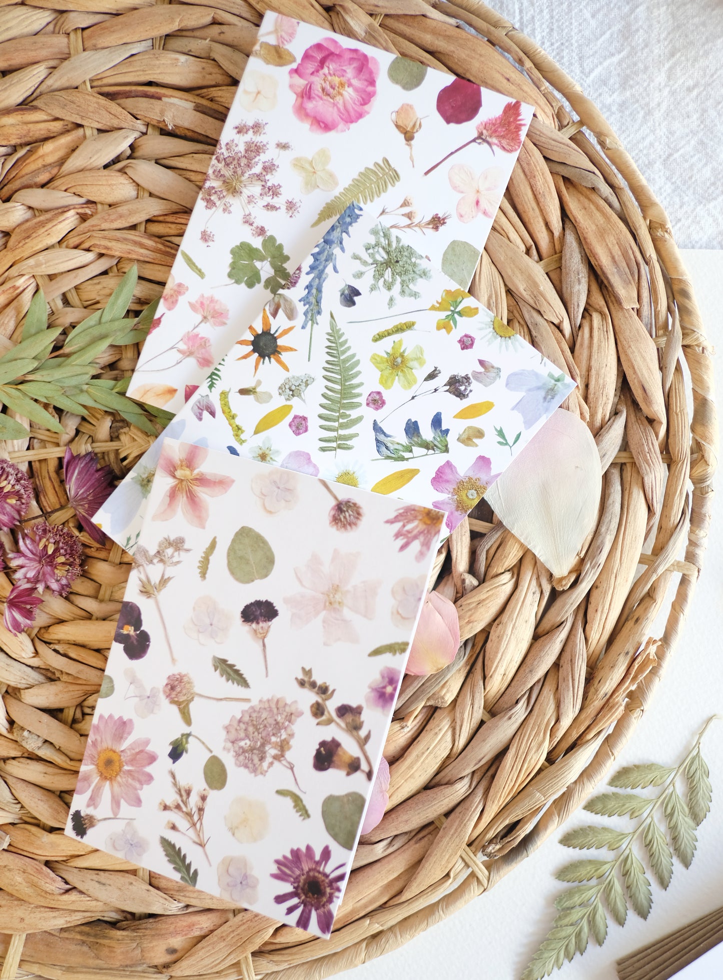 Mixed Pack, Floral Collage, Pressed Flower, Note Card Set
