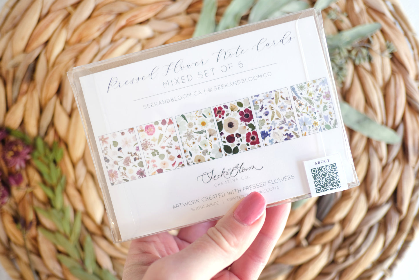 Mixed Pack, Floral Collage, Pressed Flower, Note Card Set