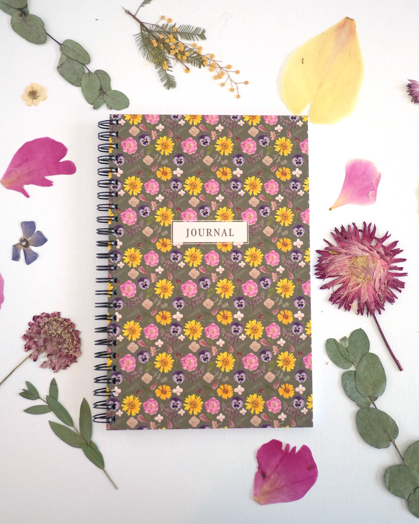 Journal, Pressed Flower Art Pattern Journal