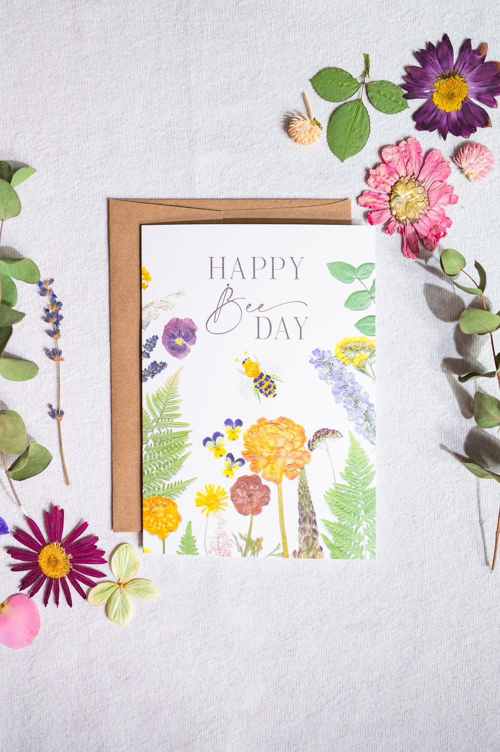 Happy BEE Day, Flower Garden, Large Card