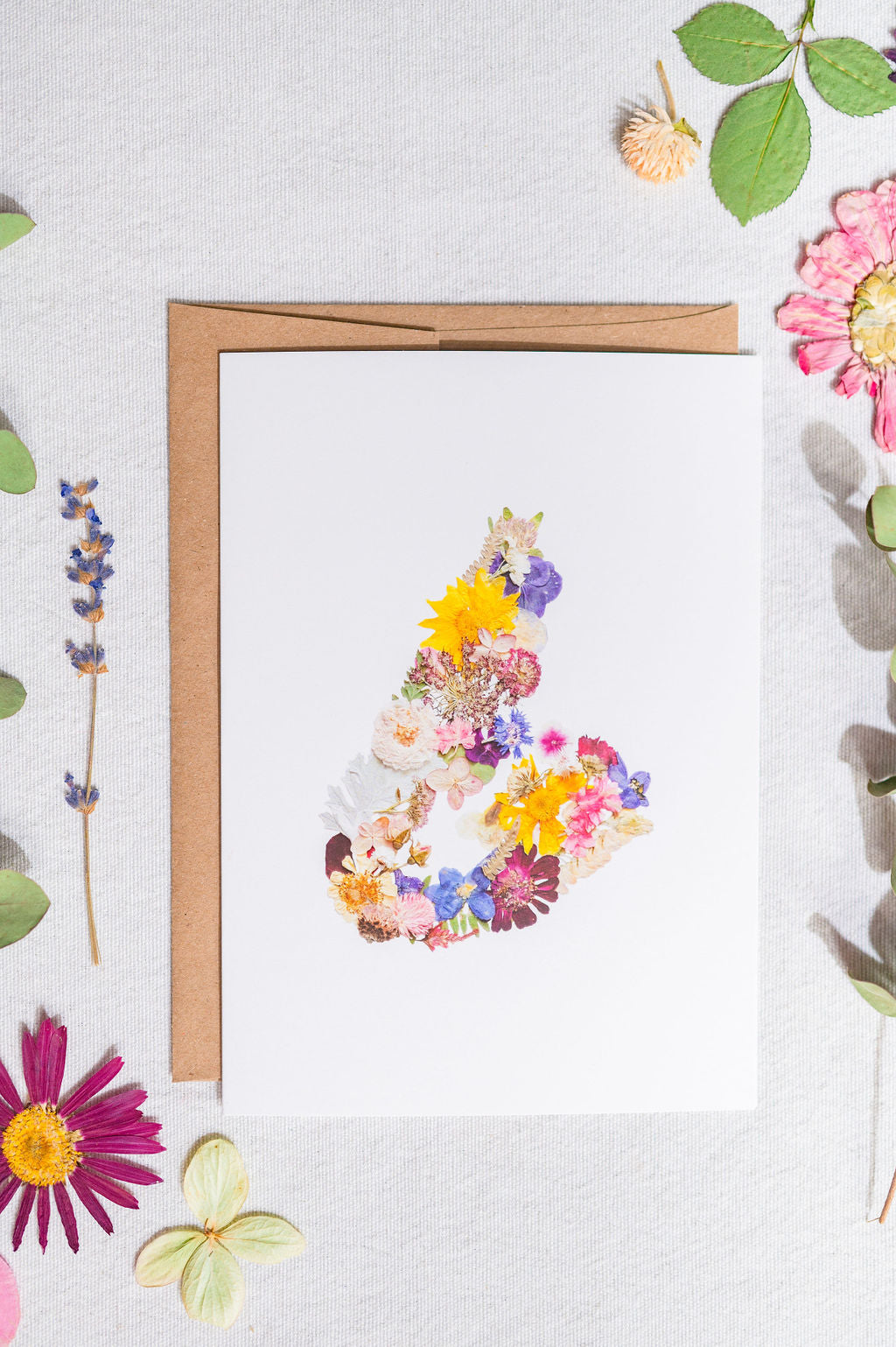 Cape Breton Pressed Flower Map, Everyday Large Card