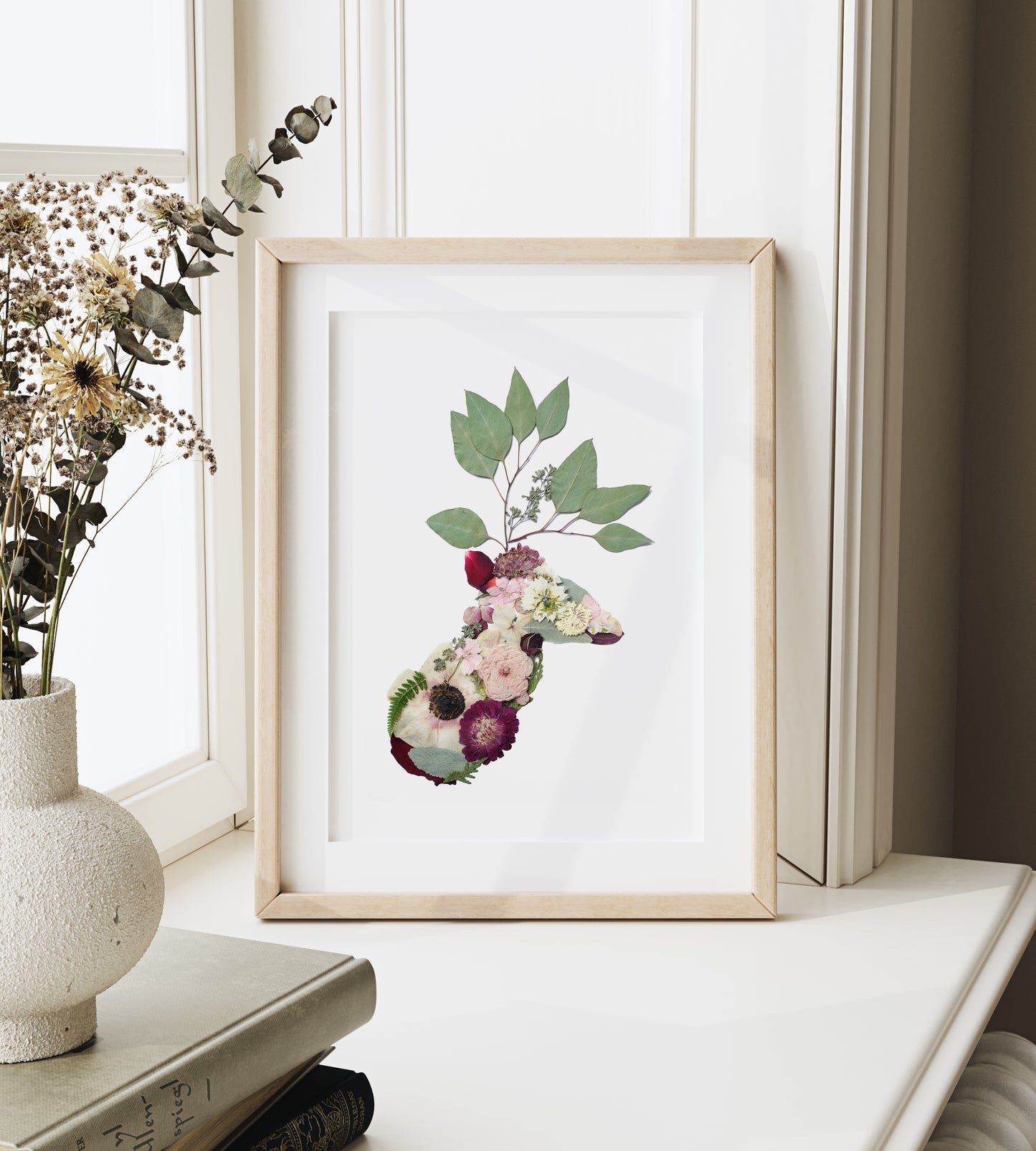 Deer, Pressed Flower Art Print