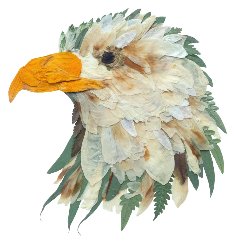 Eagle Pressed Flowers, Sticker 3"