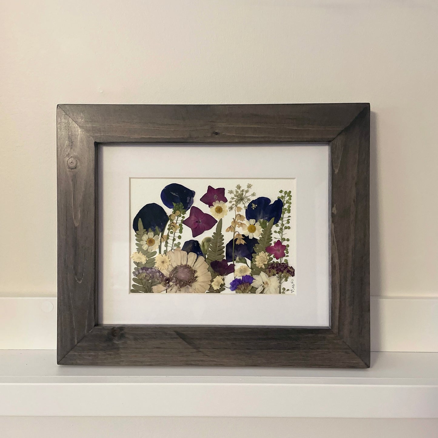 Ebony Garden - Original Pressed Flower Artwork Framed
