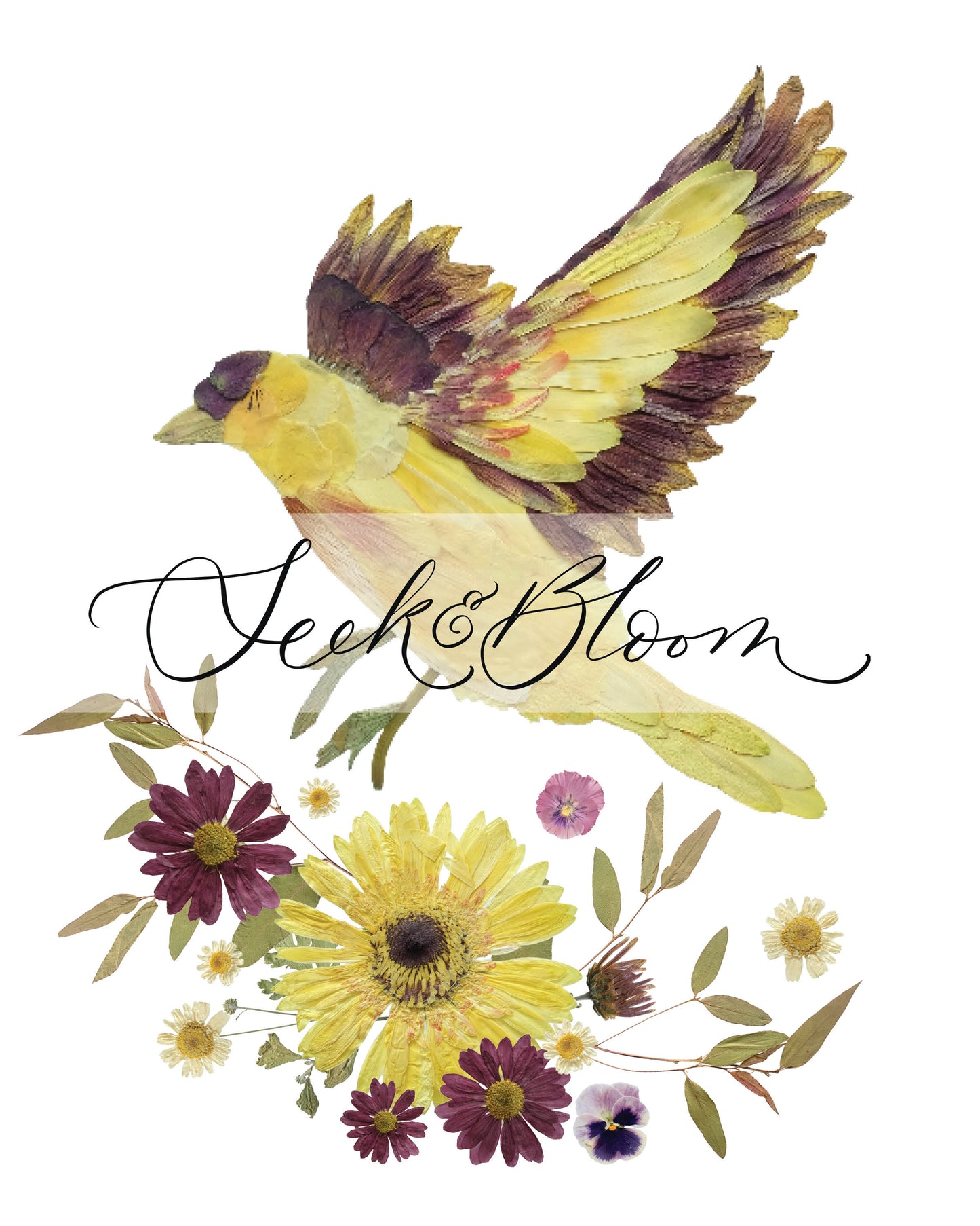 Bird Yellow Finch - Pressed Flower Print