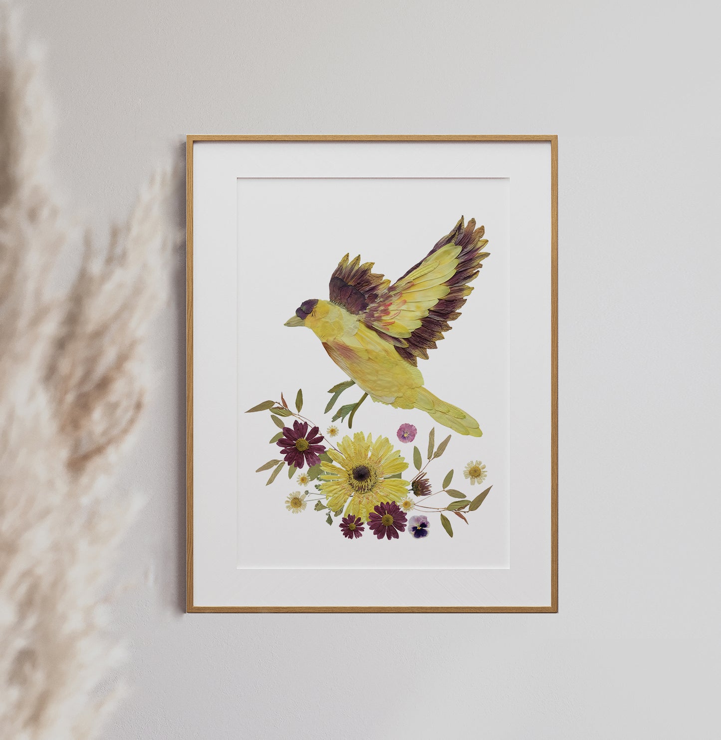 Bird Yellow Finch - Pressed Flower Print