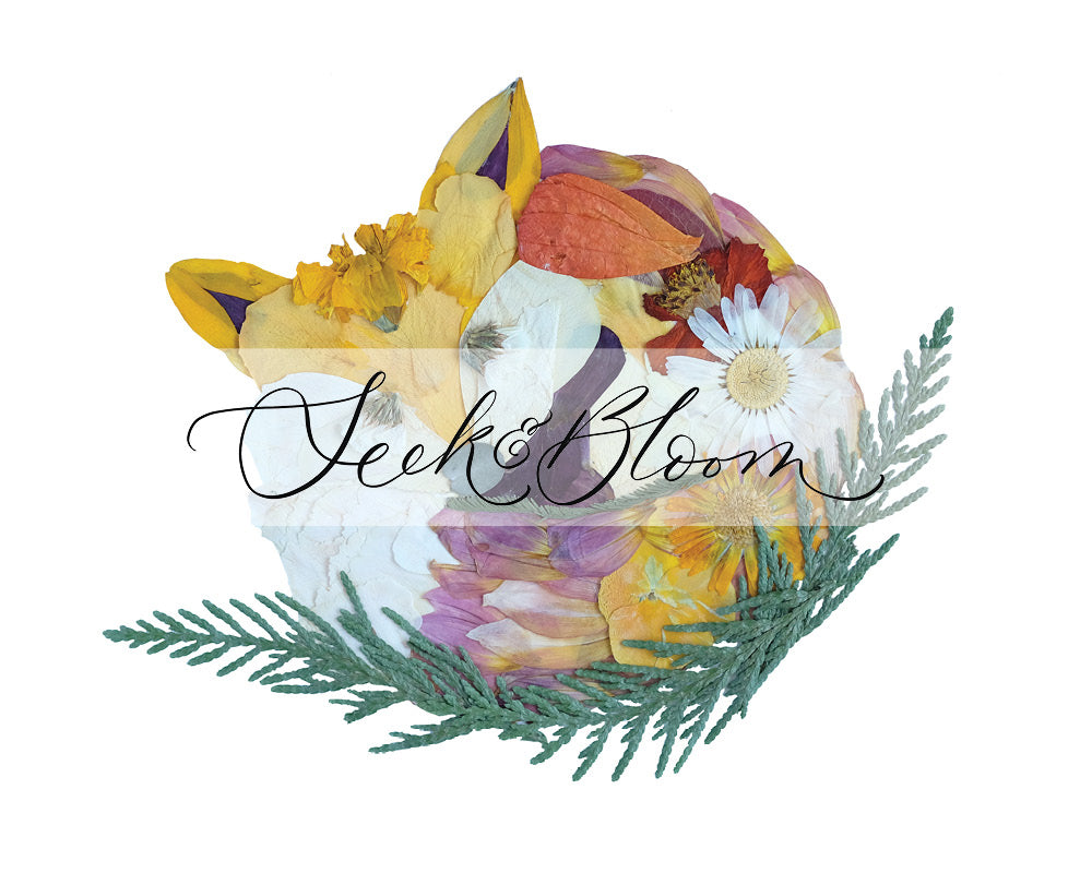 Fox, Pressed Flower Art Print
