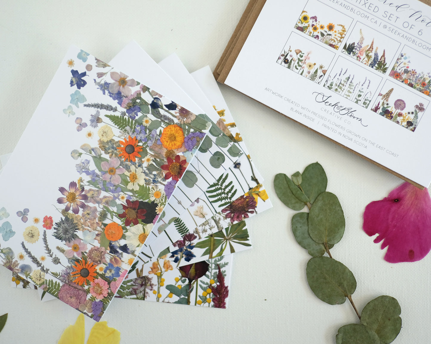 Mixed Pack, Garden Inspired, Pressed Flower, Note Card Set