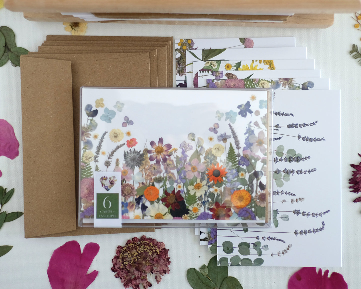 Mixed Pack, Garden Inspired, Pressed Flower, Note Card Set