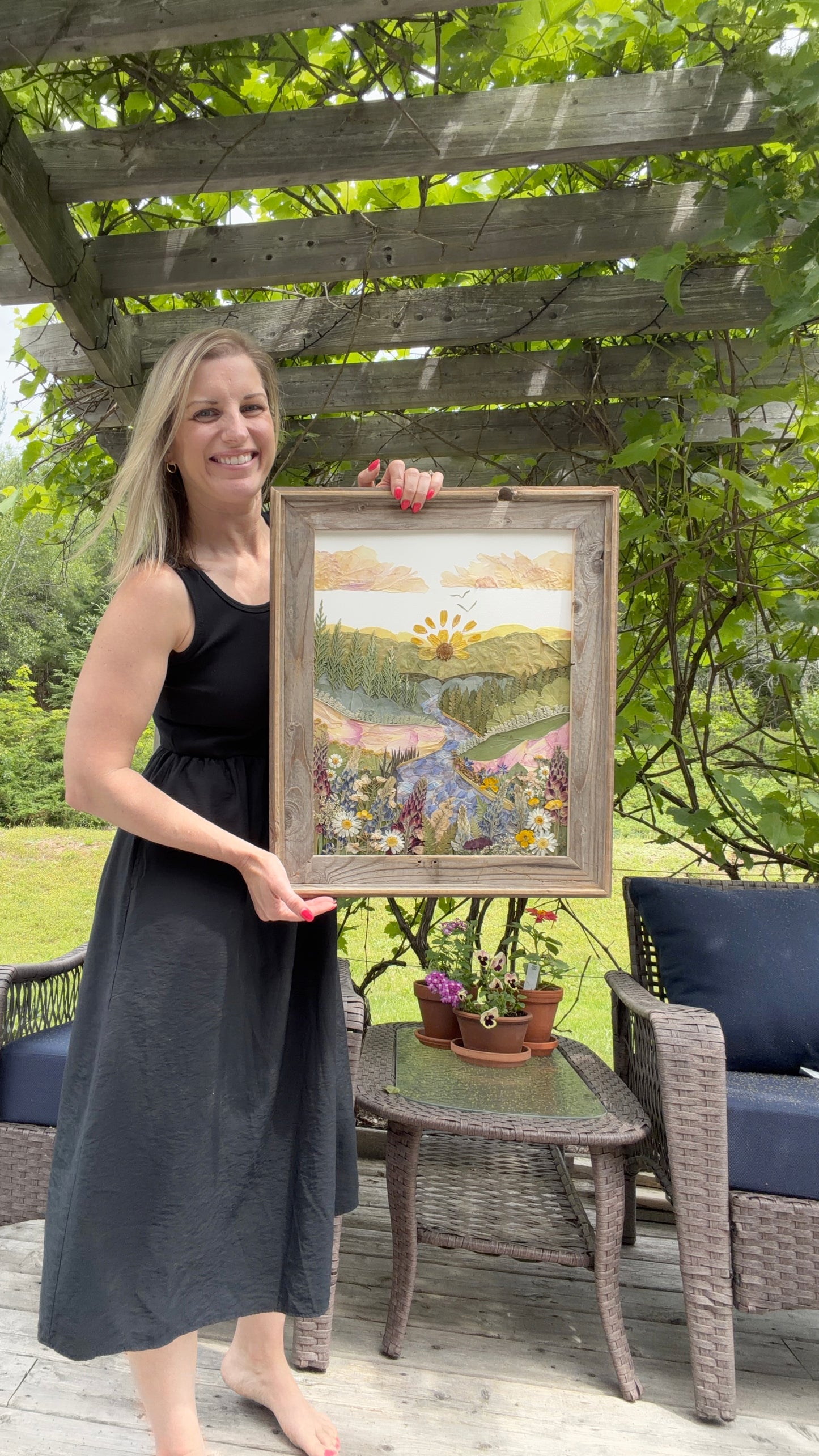 Wild Valley Landscape - Original Pressed Flower Artwork Framed