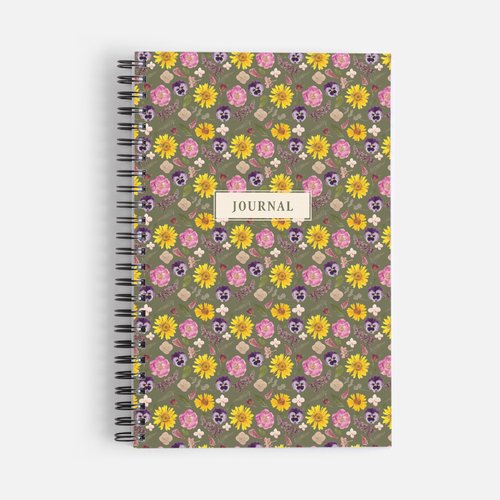 Journal, Pressed Flower Art Pattern Journal