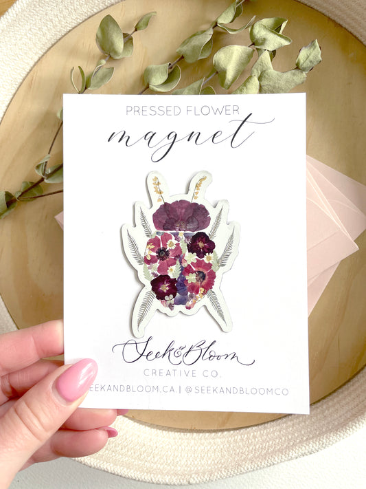 Ladybug, Pressed Flower Art, 3" Magnet