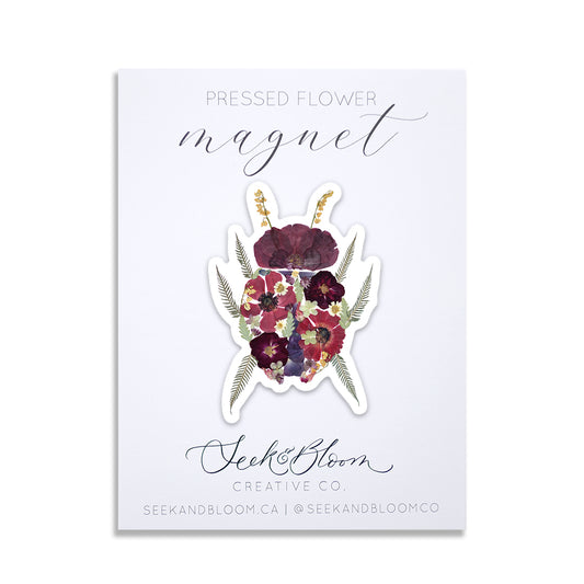 Ladybug, Pressed Flower Art, 3" Magnet
