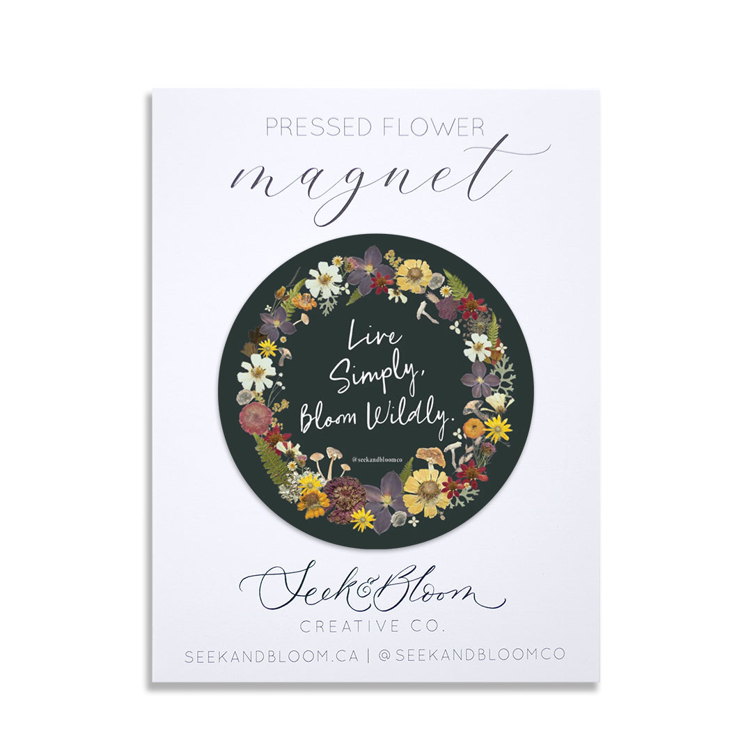 Live Simply, Bloom Wildly Pressed Flower Art, 3"