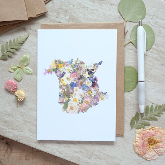 New Brunswick Map Pressed Flowers Card