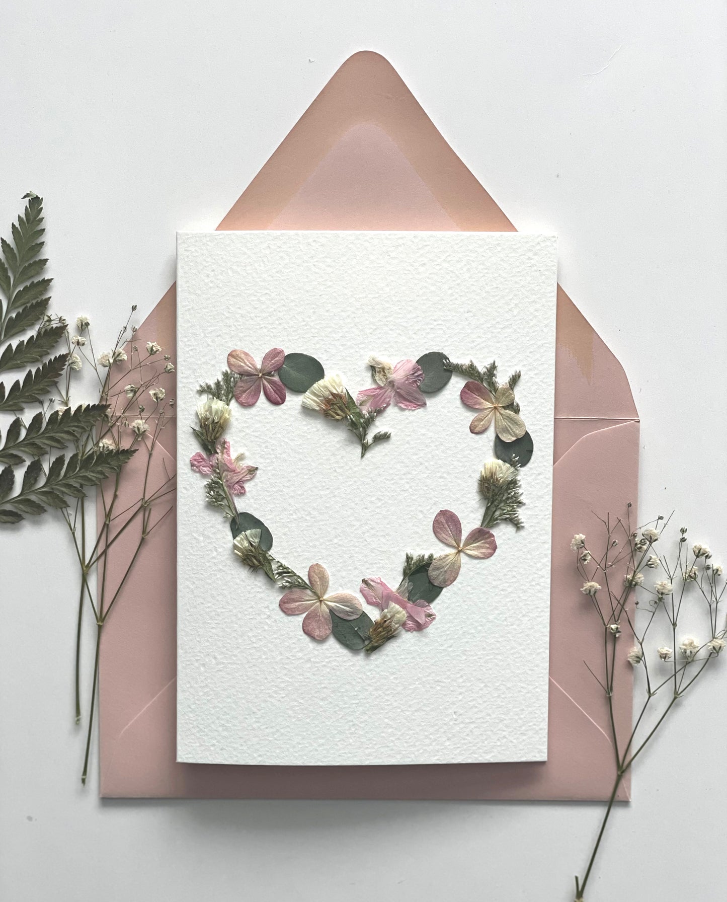 Flower Heart Cards - Real Pressed Flowers