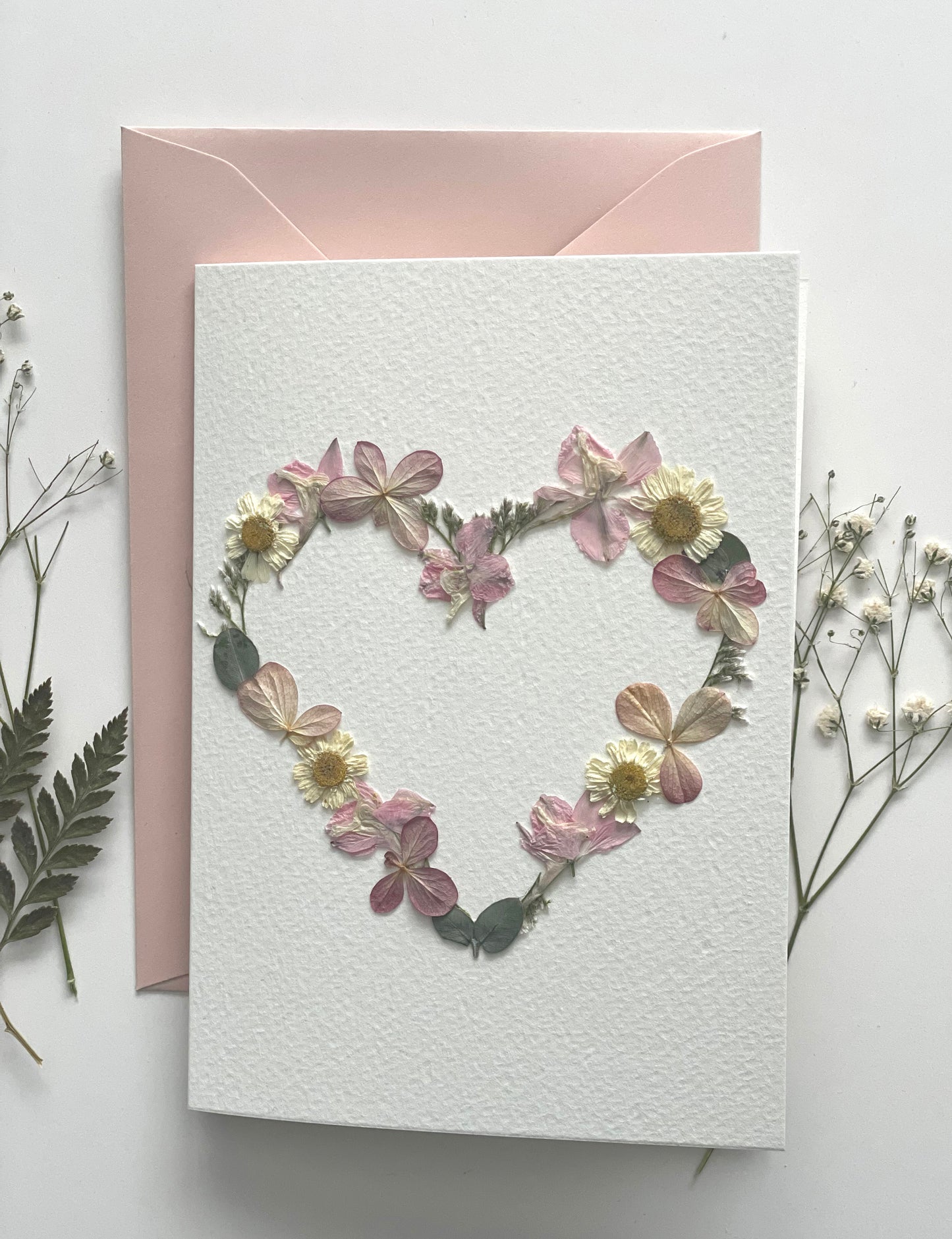 Flower Heart Cards - Real Pressed Flowers