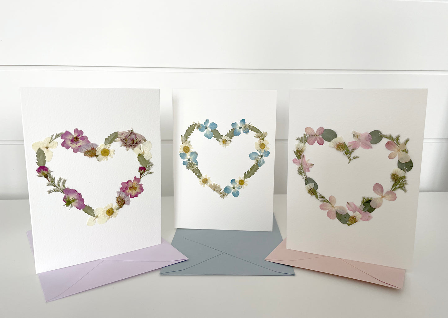 Flower Heart Cards - Real Pressed Flowers