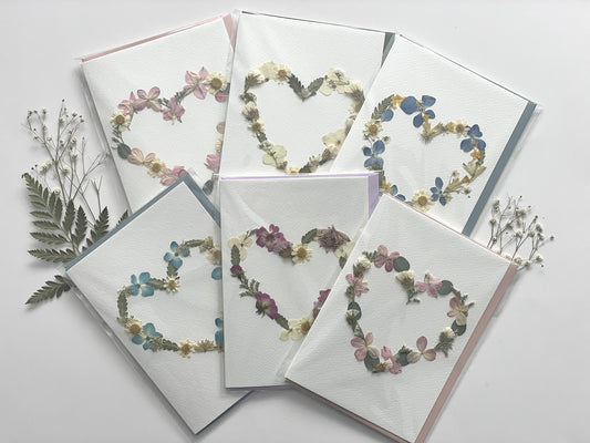 Flower Heart Cards - Real Pressed Flowers