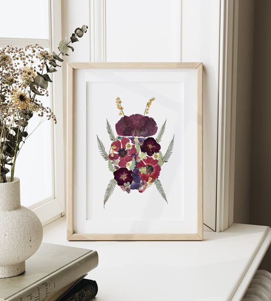 Ladybug, Pressed Flower Print