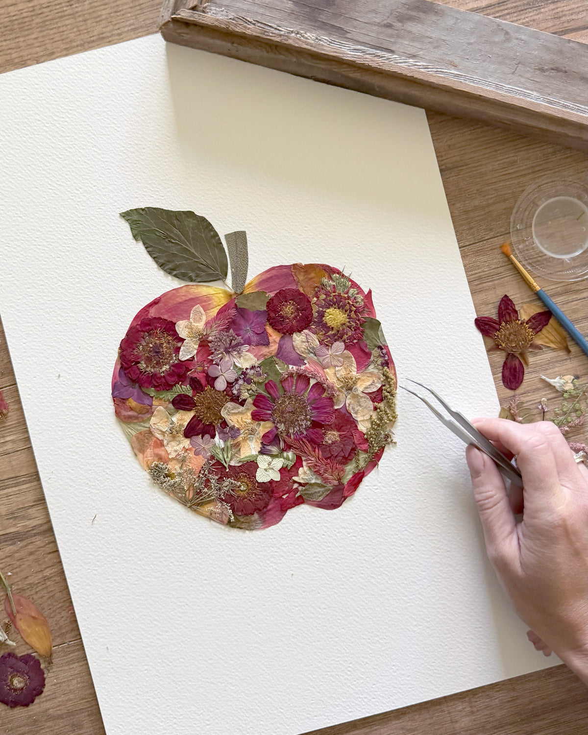 Apple Red, Pressed Flower Art Print