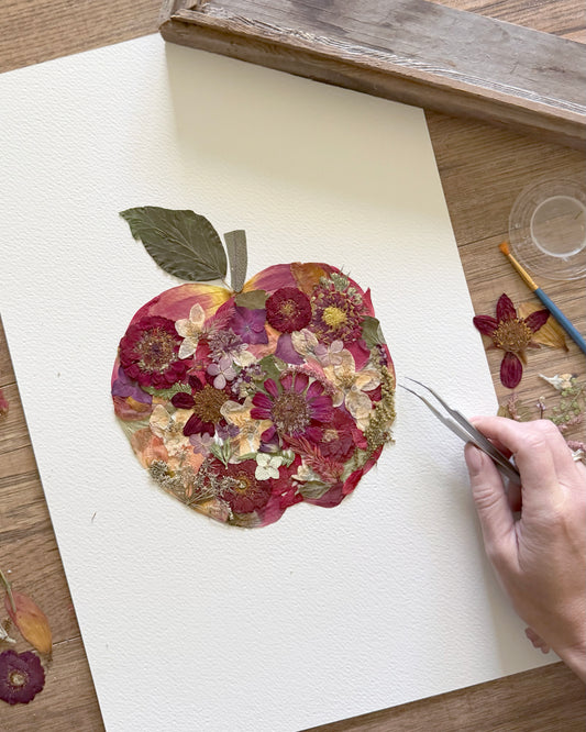 Apple Harvest - Original Pressed Flower Artwork Framed