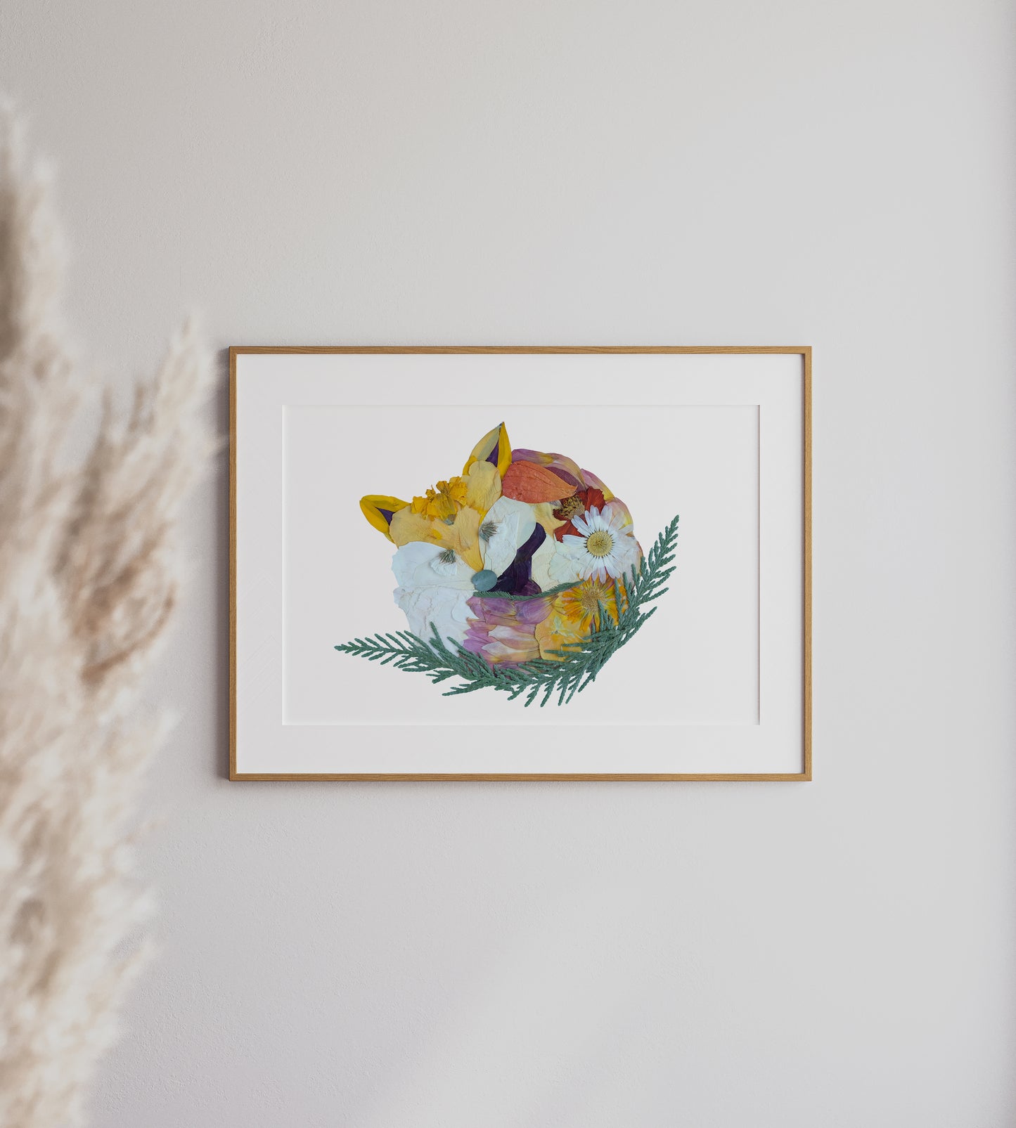 Fox, Pressed Flower Art Print