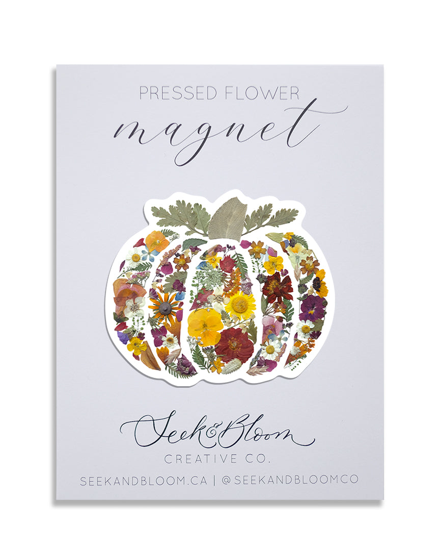Pumpkin, Pressed Flower Art Magnet