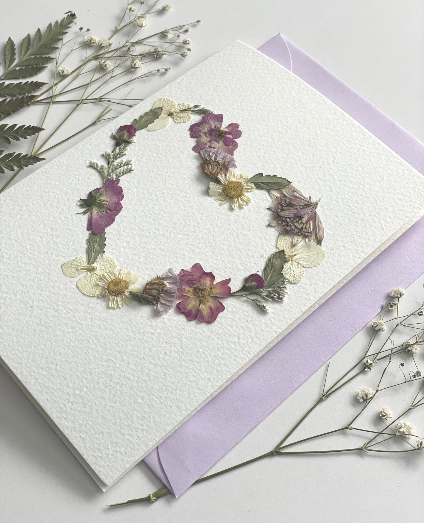 Flower Heart Cards - Real Pressed Flowers