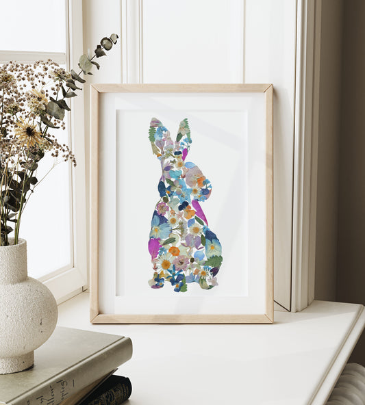 Rabbit - Pressed Flower Print